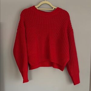 Jessica Simpson Red Textured Crewneck Sweater